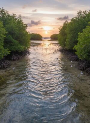 huge outgoing tide in the inlet