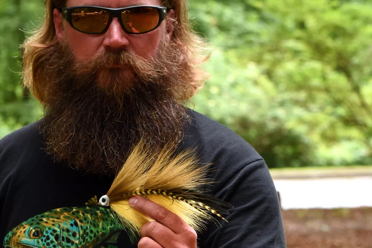 Chad Bryson showing How to Tie Flies for Brown Trout