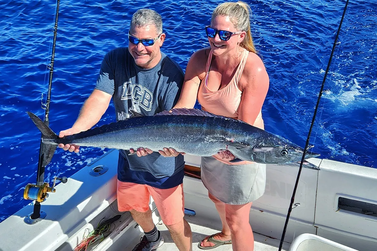 slow trolling with live bait produces a nice wahoo in Kona Hawaii