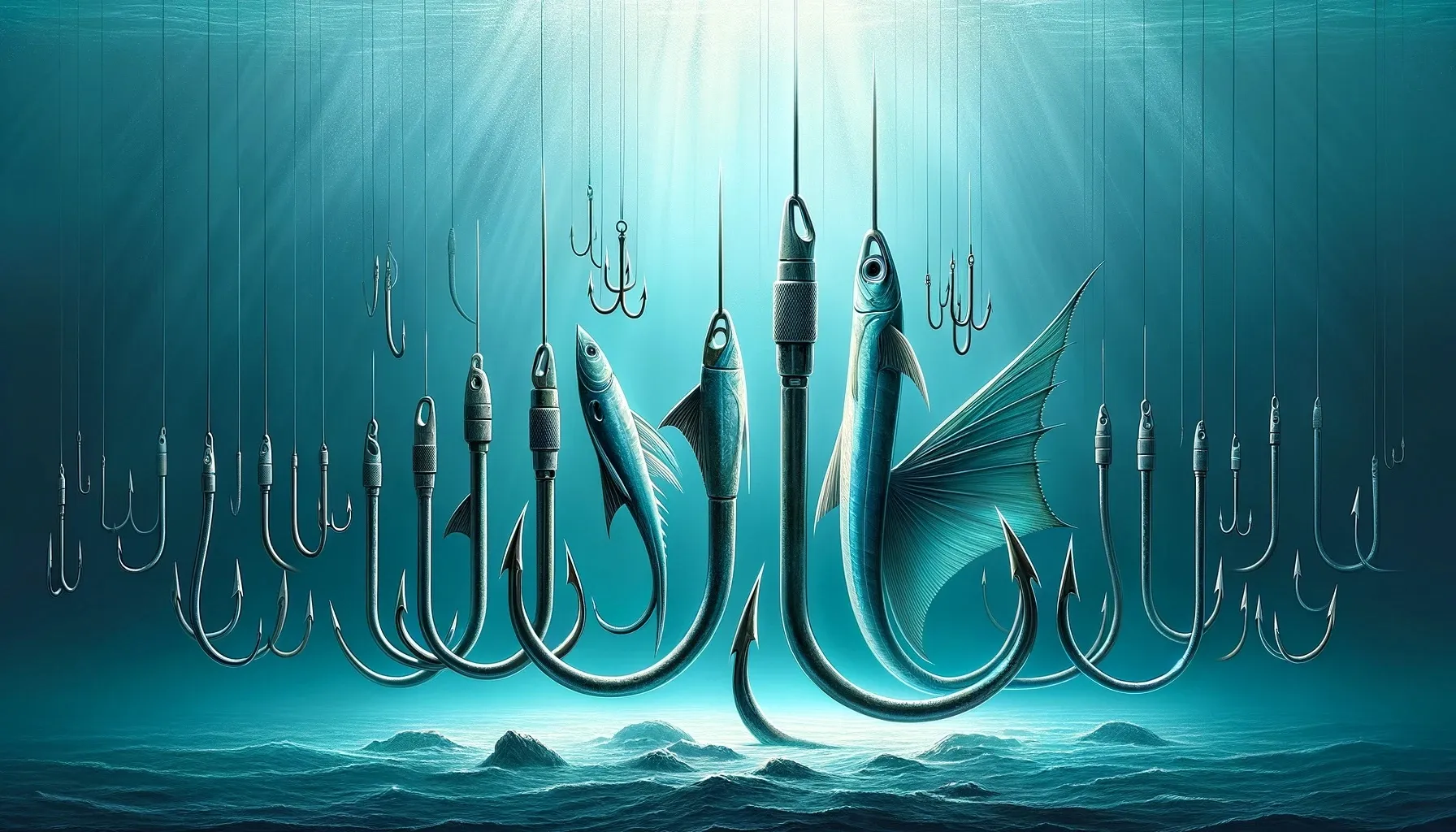 graphic depicting funny fishing hooks for swordfish