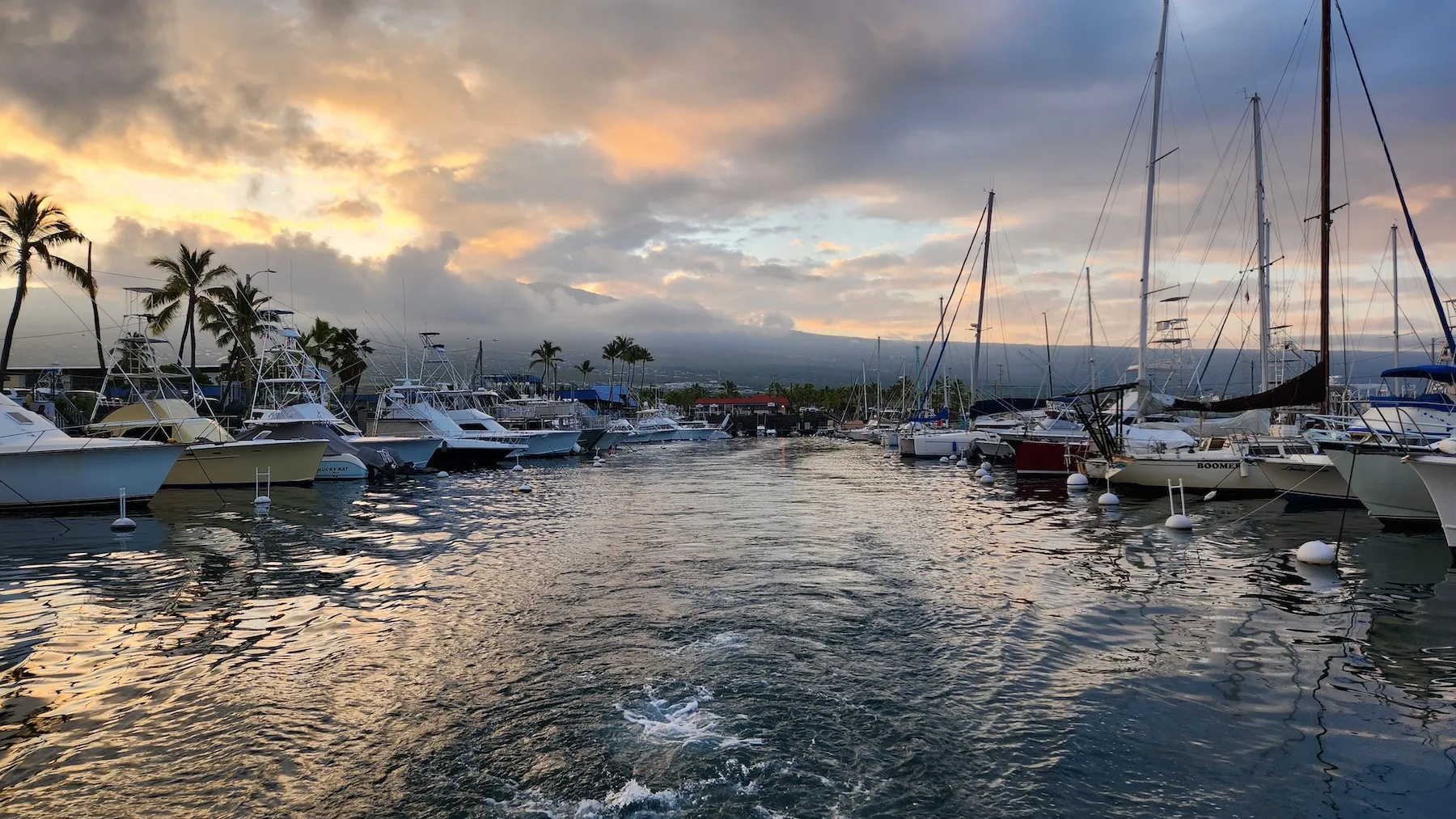 Honokohau marina Kona Hawaii at sunrise