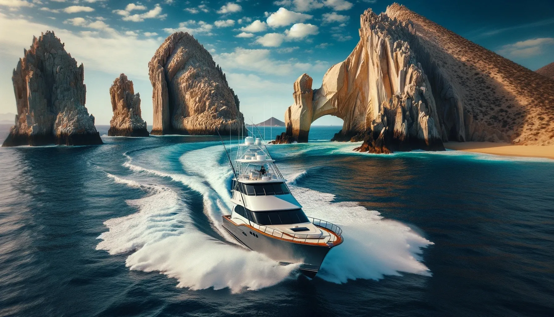 sport fishing yacht running in from a day or blue marlin fishing