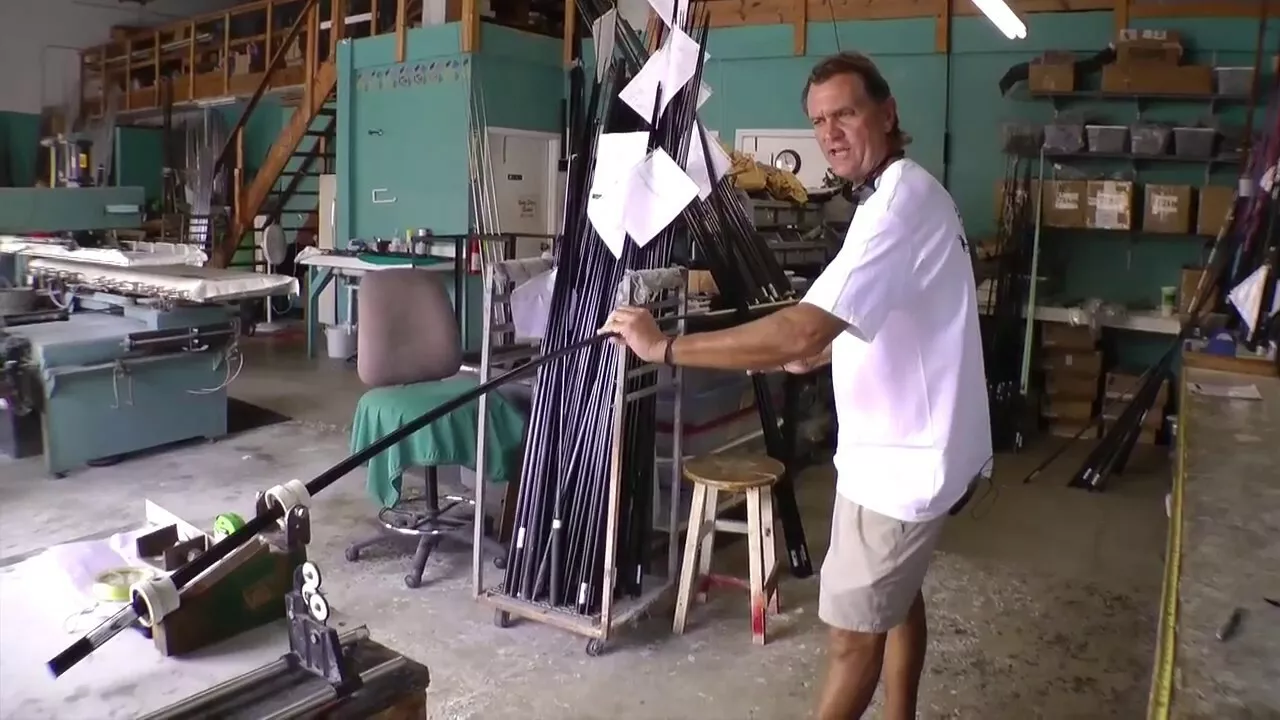 Allen Winchel showing How Fishing Rods are Made
