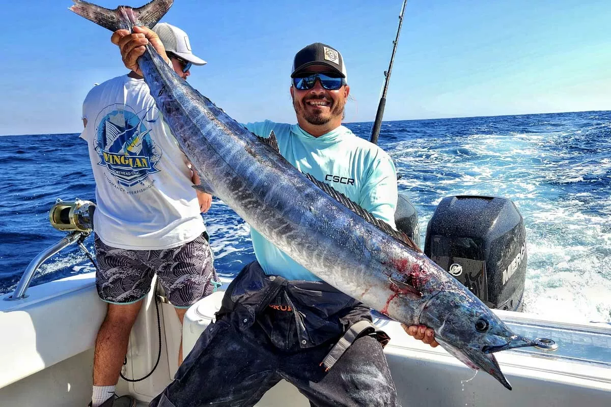 mike dupree holds a wahoo caught slow trolling ballyhoo