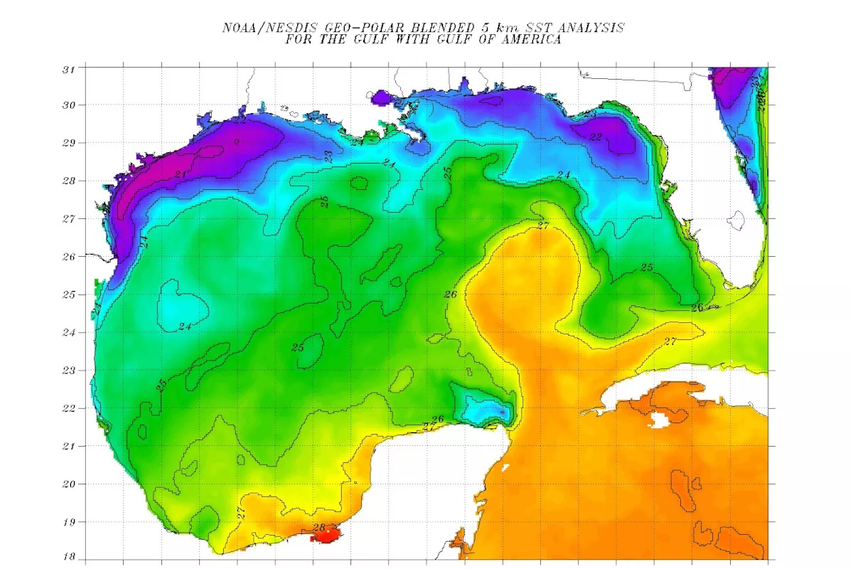 sea surface temperature (SST) for the Gulf of America