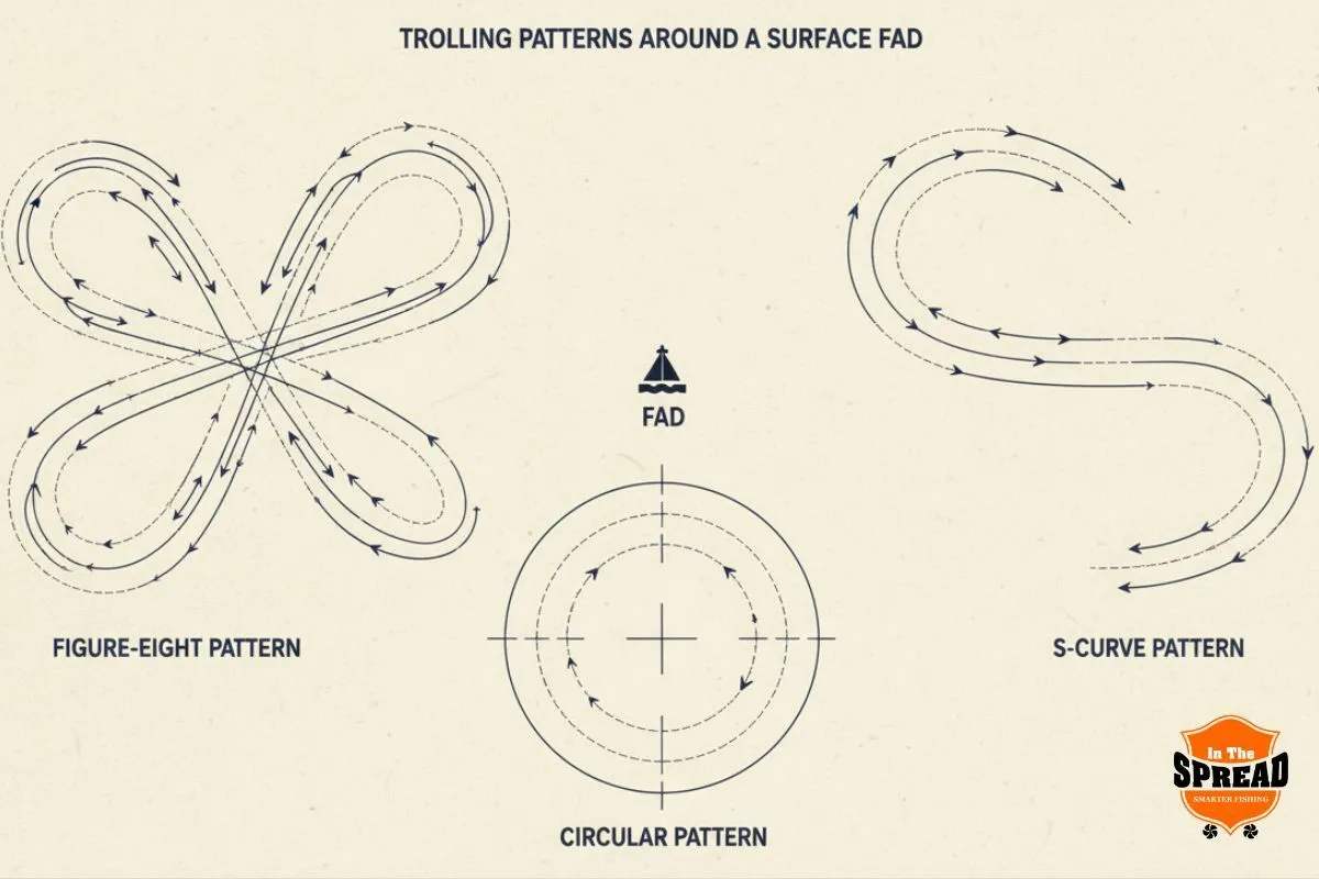 diagram of trolling patterns around a surface FAD