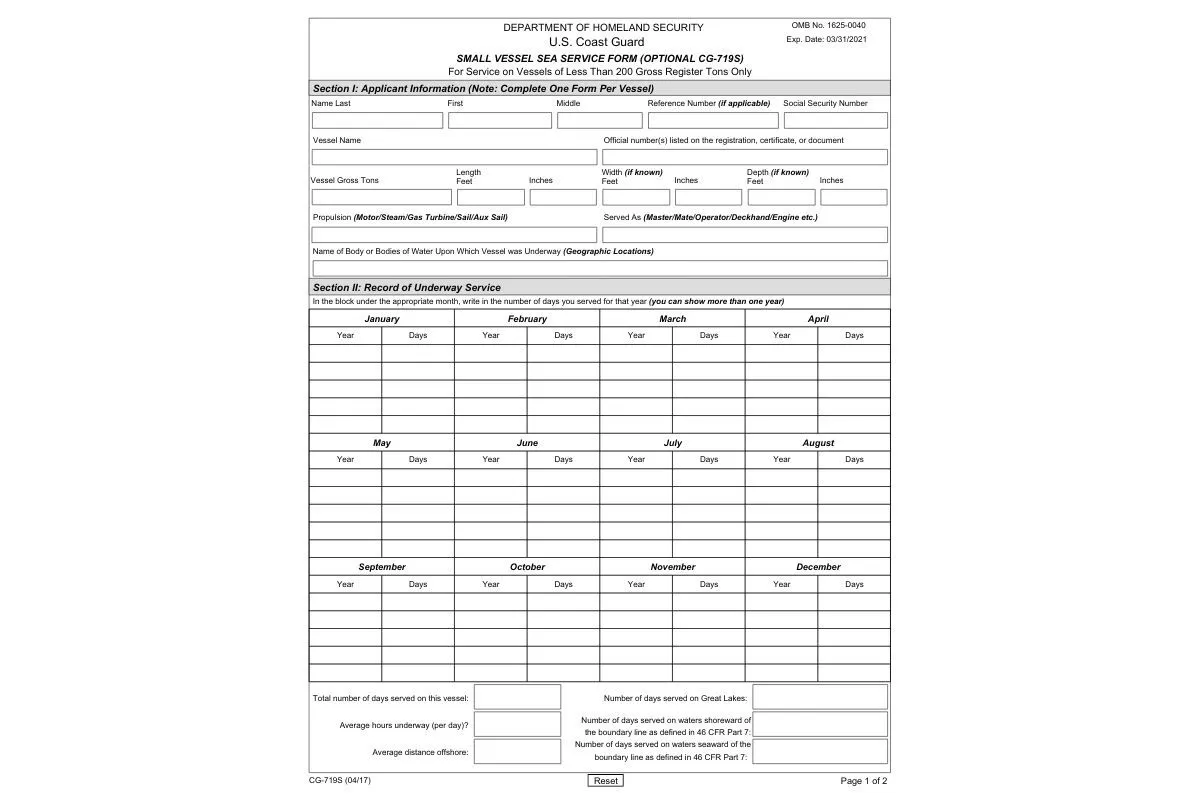 CG_719S form for captains license