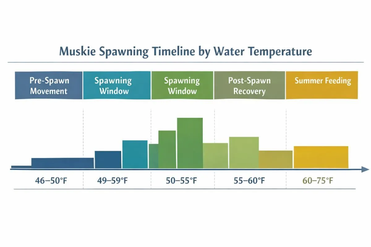 muskie spawning timeline and temperature guideline
