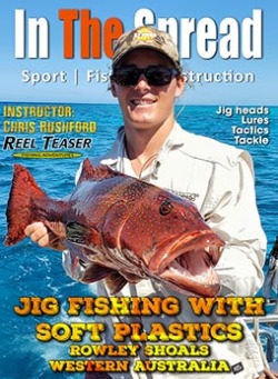 coral trout caught by Thomas Hilton jigging soft plastics at Rowley Shoals on a jig head rigged with a soft plastic