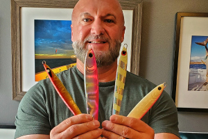 Yellowfin Tuna Fisherman Seth Hartwick shows his favorite jigs