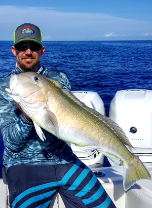 Mike Dumas aka Mutton Mike catches a golden tilefish off Miami