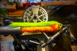 promo poster for course on brown trout fly tying tiger minnow with Chad Bryson