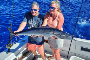 slow trolling with live bait produces a nice wahoo in Kona Hawaii