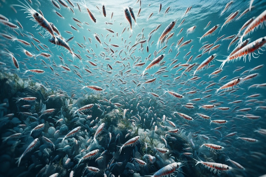 massive school of krill swimming