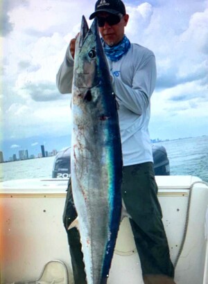 big wahoo aka ono fish looking at the camera