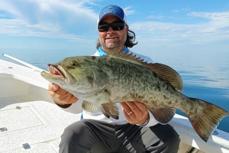 Capt. William Toney with a fat Homosassa, Florida gag grouper caught reef fishing