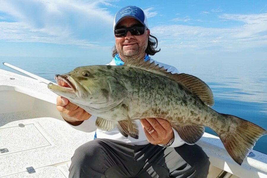 Capt. William Toney with a fat Homosassa, Florida gag grouper caught reef fishing