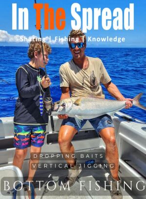 Arthur Bjontegard holds an amberjack caught vertical jigging with In The Spread