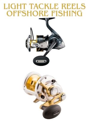 spinning reels and rods in the rocket launcher of sport fishing yacht heading offshore